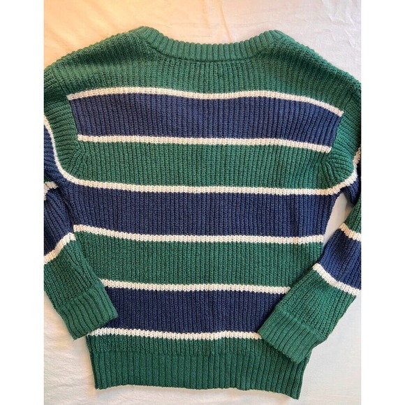 American Eagle Outfitters Womens Pullover Sweater‎ Green Blue Striped V-neck M - Picture 8 of 8